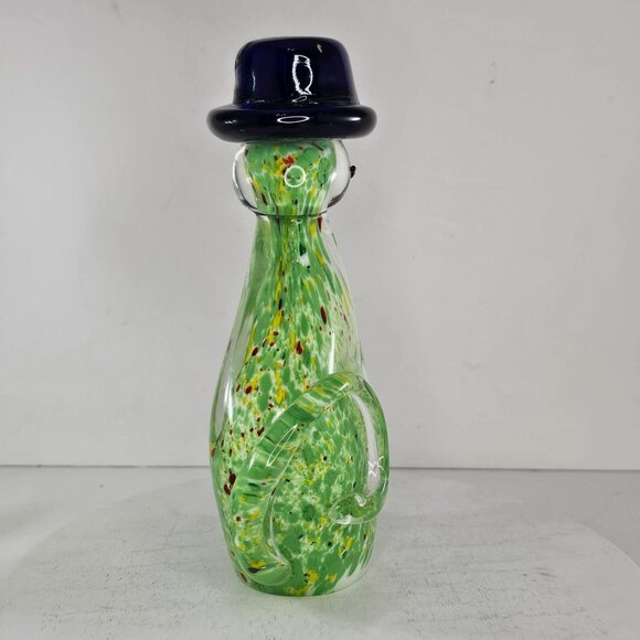 Murano Style Art Glass Cat Figurine With Hat - Picture 8 of 9